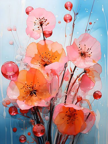 Abstract Bloemen schilderij