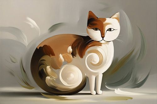 Sierlijke abstracte kat in kleuren