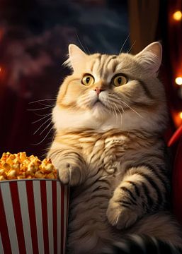 Funny Popcorn Cat Poster by Steven Kingsbury