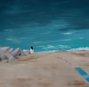 De vrouw aan zee - Via del Pescatore van Petra Kaindel