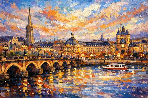 Bordeaux in Frankrijk, een impressionistisch schilderij.