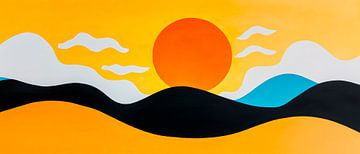 Evening sun over colourful hills by Poster Art Shop