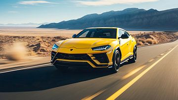 La puissante Lamborghini Urus jaune sur PixelPrestige