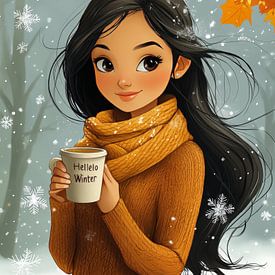 Wintermädchen mit Kaffee von Lufy