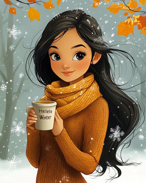 Wintermädchen mit Kaffee von Lufy