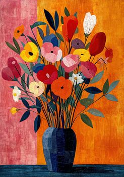 bouquet, fleurs, vase