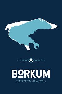 Borkum | Design kaart | Silhouet | Minimalistische kaart van ViaMapia