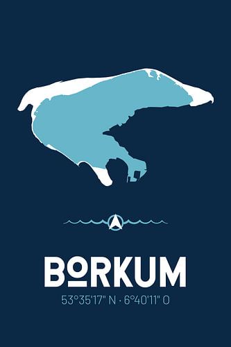 Borkum | Design-Landkarte | Insel Silhouette