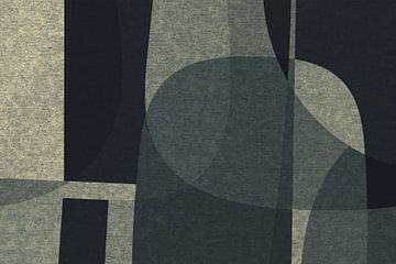 Abstrakte organische Formen und Linien. Geometrische Kunst im Retro-Stil in Grau V von Dina Dankers