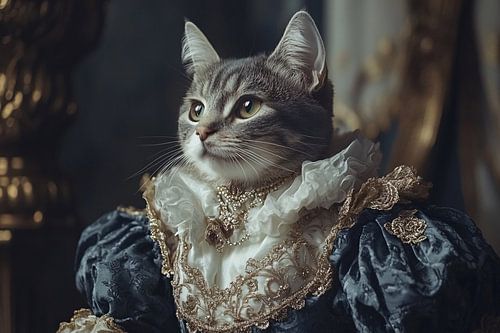 Kat in Victoriaanse kleding
