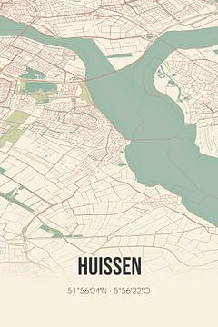 Vintage landkaart van Huissen (Gelderland) van Rezona