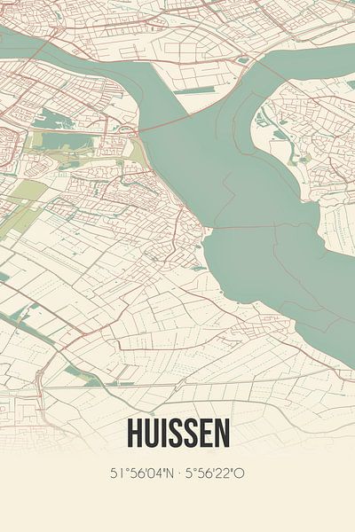 Vintage map of Huissen (Gelderland) by Prints of Place