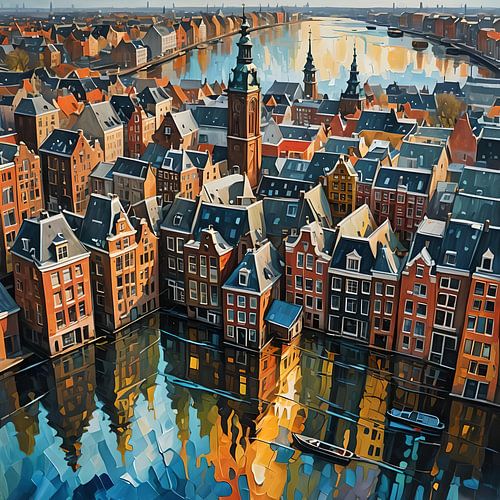 De skyline van Amsterdam