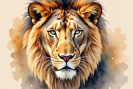 Majestic lion portrait looking directly at viewer by Markus Gann