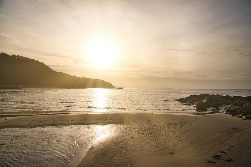 On Blåvand beach at sunset by the sea by Martin Köbsch