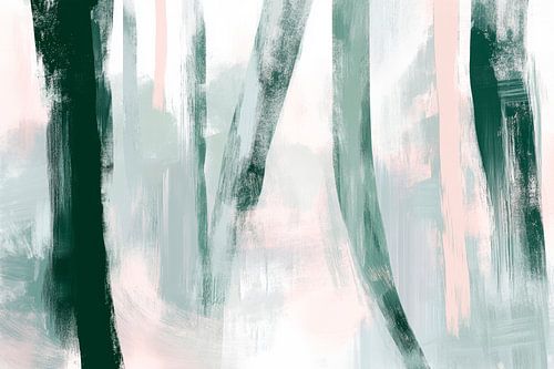 Abstract boslandschap in zachte kleuren