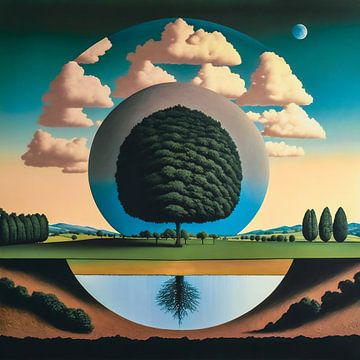 surreal summer landscape with trees and clouds by Roger VDB