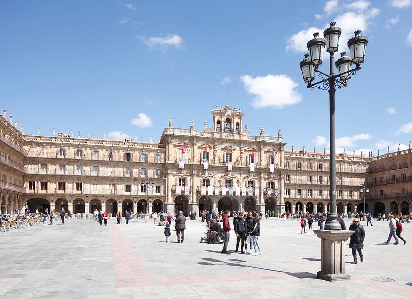 Plaza Mayor mit Rathaus , Salamanca, Castilla y Leon, Kastilien-Leon, Spanien van Torsten Krüger