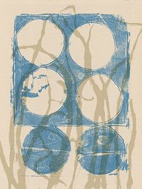 Neutral botanical art. Grass in white, beige, blue. by Dina Dankers