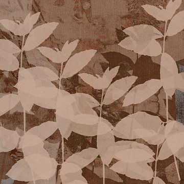 Feuilles romantiques. Abstrait botanique wabi-sabi. Feuilles en couleurs brunes