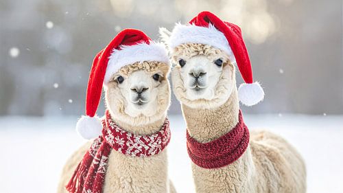 Schattige alpaca's met kerst...