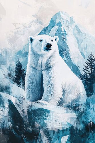 IJsbeer in winterlandschap