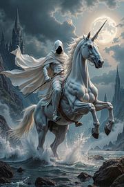 MORVAE - Ein weisser Grim Reaper auf einem Einhorn von INFERAURUM