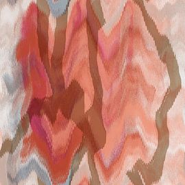 Abstract art in retro 70s style in orange, pink, brown I by Dina Dankers