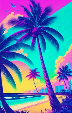 Tropical beach neon van Niek Traas