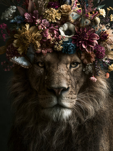 Löwe mit Blumenkranz von Thea