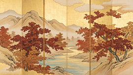 Golden Autumn River Landscape by my pixel art