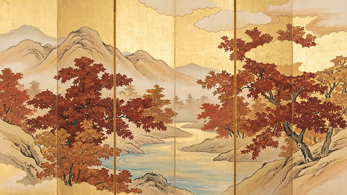 Golden Autumn River Landscape