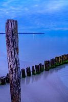 Buhne on the beach of Juliusruh at the blue hour