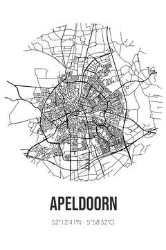Apeldoorn (Gelderland) | Landkaart | Zwart-wit van MijnStadsPoster