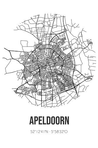 Apeldoorn (Gelderland) | Landkaart | Zwart-wit