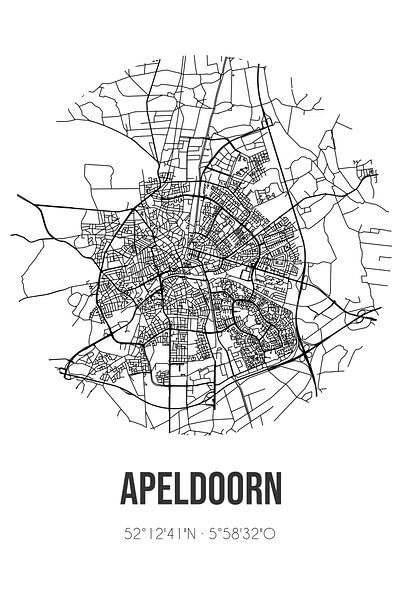 Apeldoorn (Gelderland) | Map | Black and White by Prints of Place