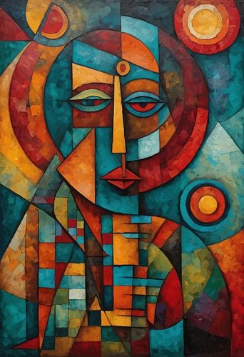 Abstract Afrikaans kubistisch mannenportret