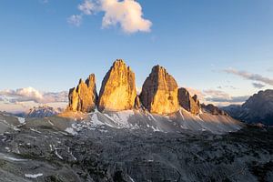 Drei Zinnen bei Sonnenuntergang glühen Tre Crime Glow