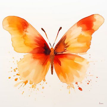 Schmetterling in Aquarell gelb und rot von Lauri Creates