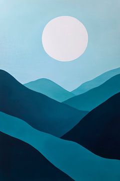 Mountain landscape with a radiant full moon by Poster Art Shop