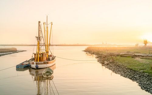 Fishing boat in sunset