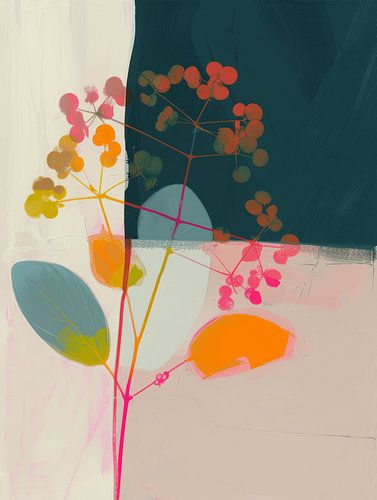 Botanischer Abstrakt mit Neon-Akzenten