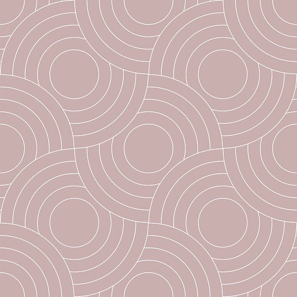Retro Japanese  pattern. Modern abstract geometric art in old pink and white by Dina Dankers