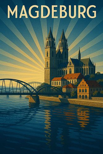 Vintage Magdeburg Wall Art – German Landmark Print