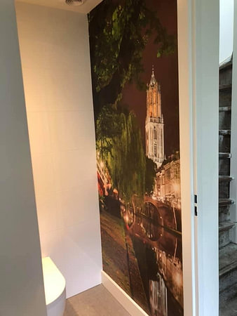 Utrecht Oudegracht: Dom tower from Oudegracht-Tolsteeg side