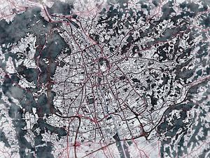Karte von Graz im stil 'White winter'