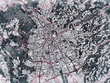 Kaart van Graz in de stijl 'White Winter' van Maporia