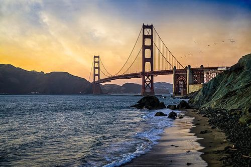 Golden Gate Bridge Sonnenuntergang San Francisco von VanEis Fotografie