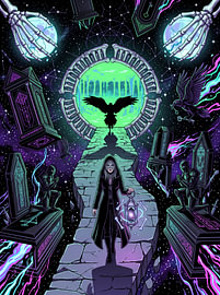 Occult Dark Fantasy Graveyard Lantern Portal Graphic Illustration by The Deeper Way