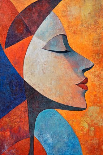 Abstract vrouwenfiguur in warme kleuren